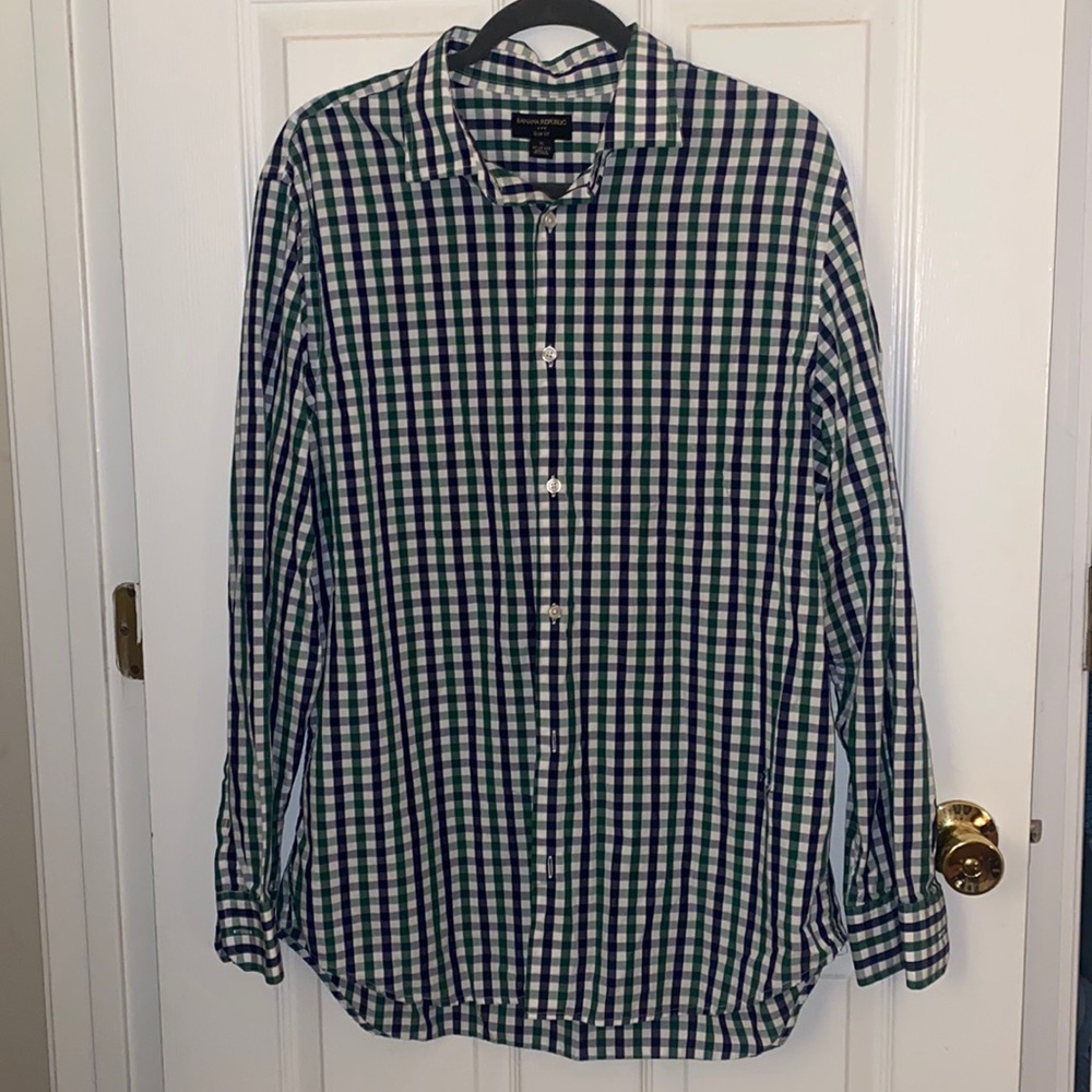 Banana Republic Blue & Green Plaid Button-up